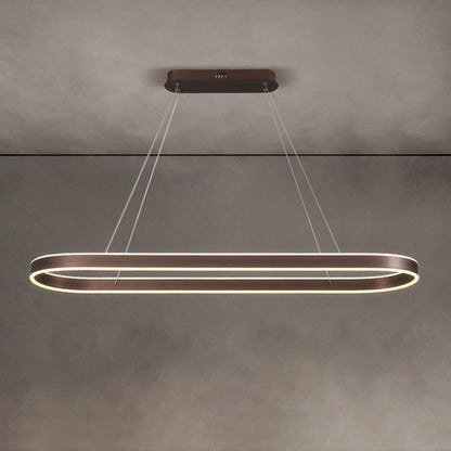 Modern Minimalist Oval Aluminum Acrylic LED Chandelier For Living Room