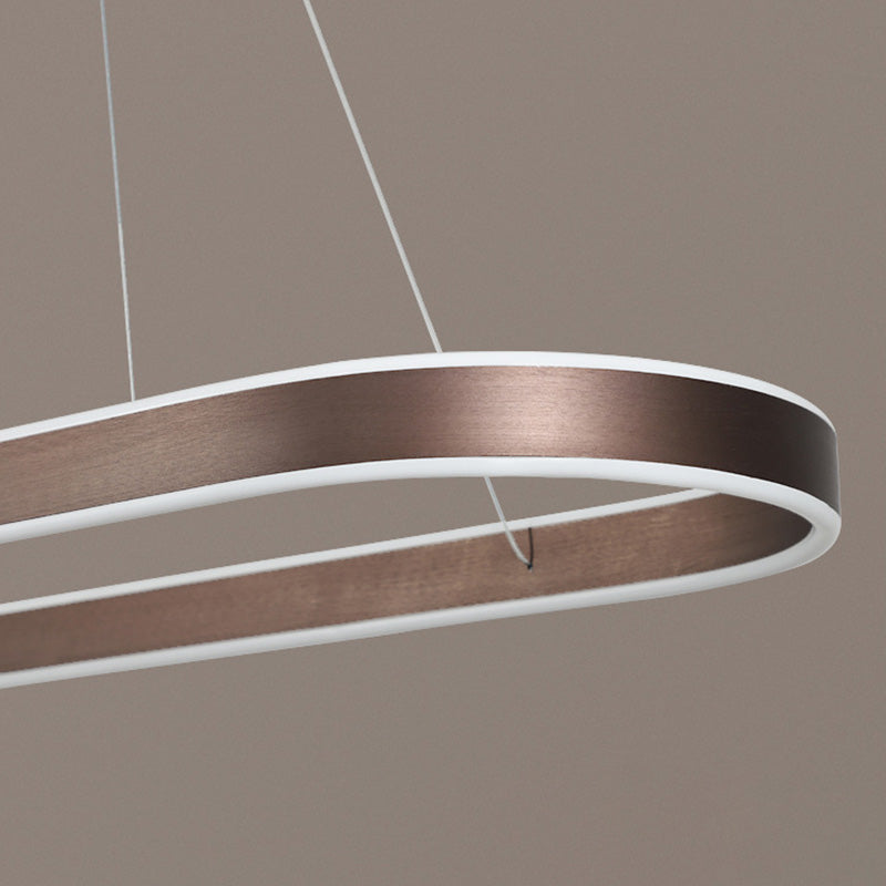 Modern Minimalist Oval Aluminum Acrylic LED Chandelier For Living Room