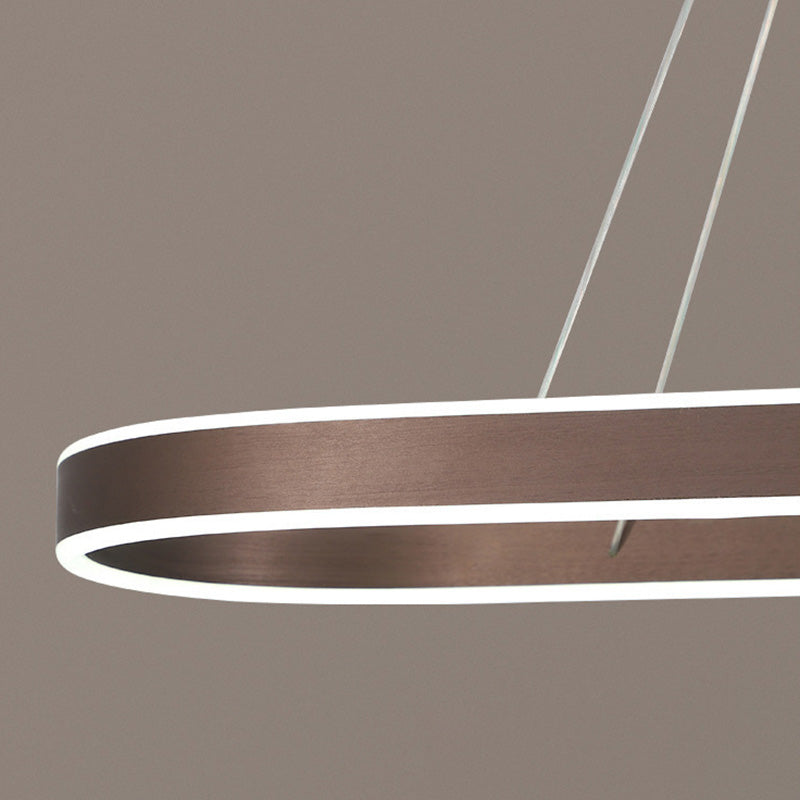 Modern Minimalist Oval Aluminum Acrylic LED Chandelier For Living Room