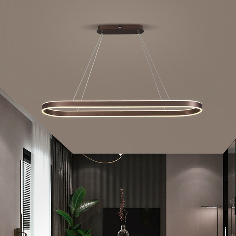 Modern Minimalist Oval Aluminum Acrylic LED Chandelier For Living Room