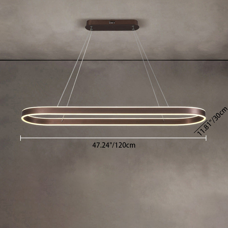 Modern Minimalist Oval Aluminum Acrylic LED Chandelier For Living Room