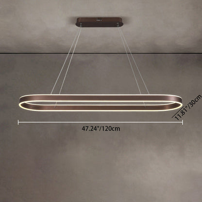 Modern Minimalist Oval Aluminum Acrylic LED Chandelier For Living Room