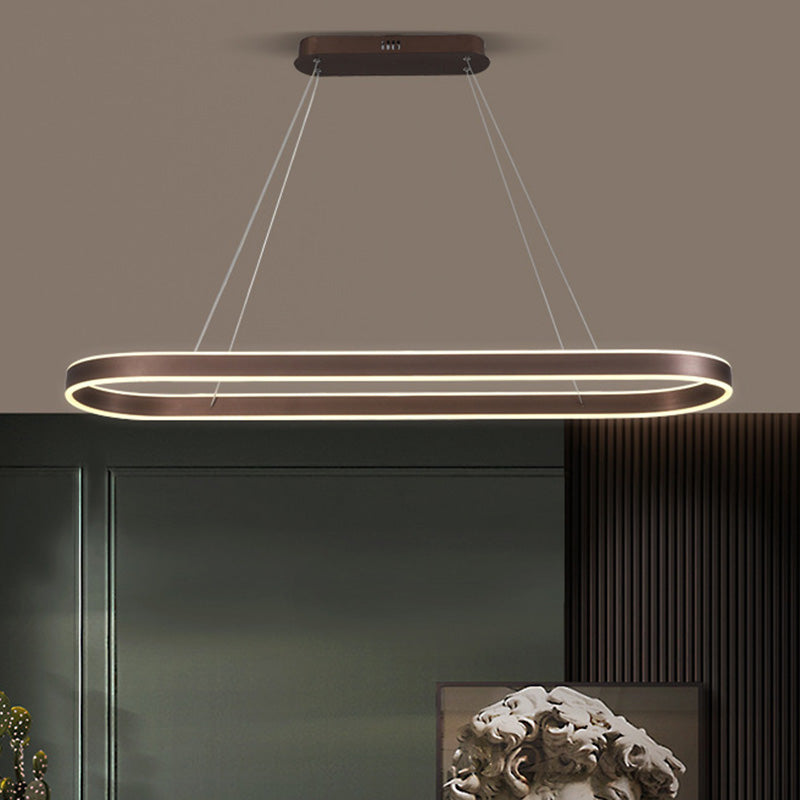 Modern Minimalist Oval Aluminum Acrylic LED Chandelier For Living Room