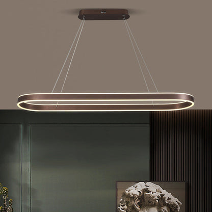 Modern Minimalist Oval Aluminum Acrylic LED Chandelier For Living Room