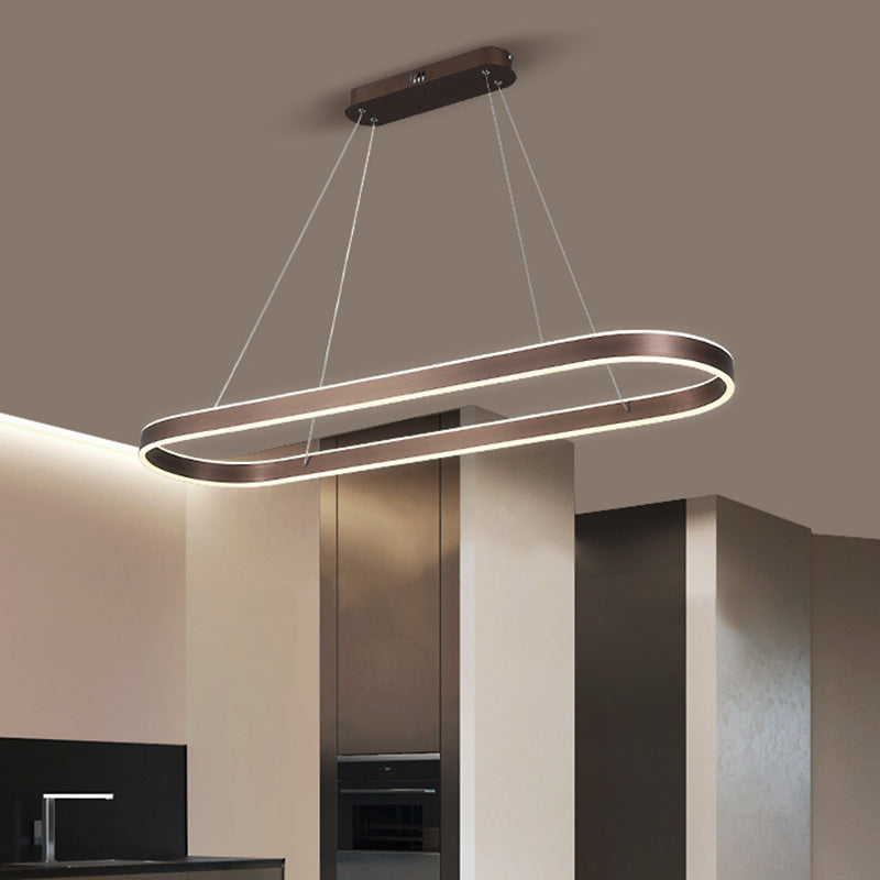 Modern Minimalist Oval Aluminum Acrylic LED Chandelier For Living Room