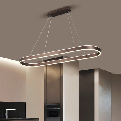 Modern Minimalist Oval Aluminum Acrylic LED Chandelier For Living Room