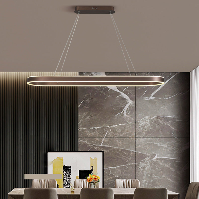Modern Minimalist Oval Aluminum Acrylic LED Chandelier For Living Room