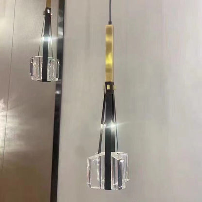 Modern Minimalist Trapezoid Iron Acrylic LED Pendant Light For Living Room