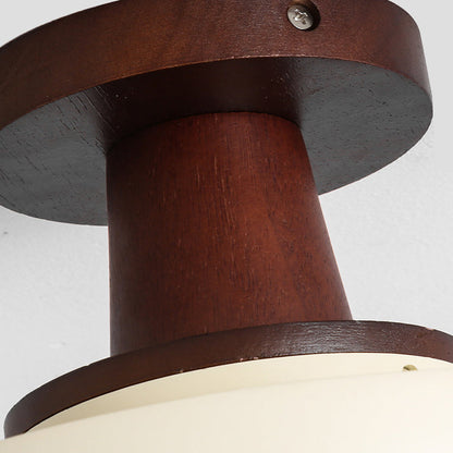 Traditional Vintage Dome Resin Wood 1-Light Semi-Flush Mount Ceiling Light For Living Room