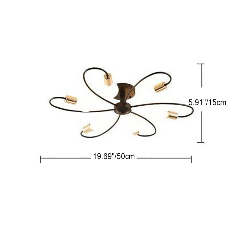 Contemporary Nordic Flower Iron 6/8-Light Chandelier For Living Room