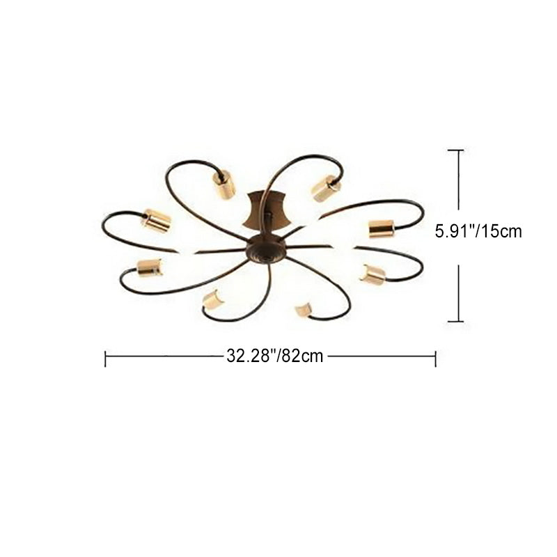 Contemporary Nordic Flower Iron 6/8-Light Chandelier For Living Room