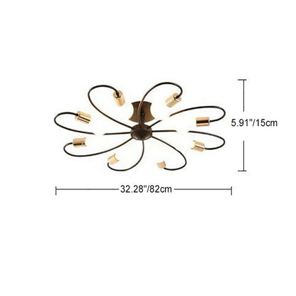 Contemporary Nordic Flower Iron 6/8-Light Chandelier For Living Room