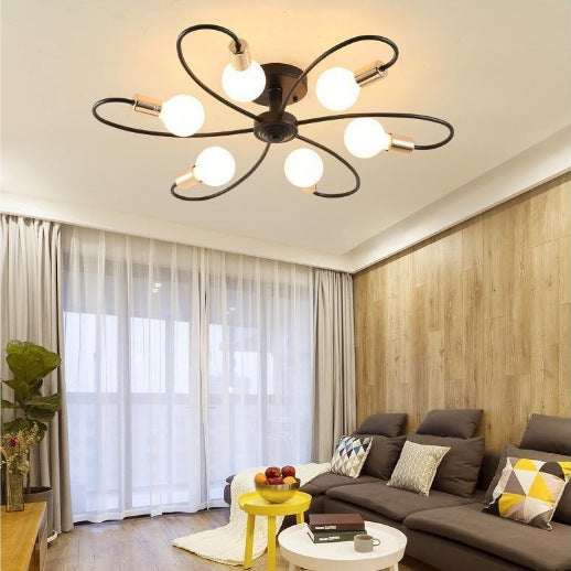 Contemporary Nordic Flower Iron 6/8-Light Chandelier For Living Room