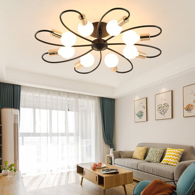 Contemporary Nordic Flower Iron 6/8-Light Chandelier For Living Room