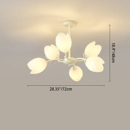 Contemporary Creative Flower Iron Plastic 6-Light Chandelier For Living Room