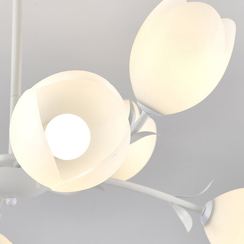 Contemporary Creative Flower Iron Plastic 6-Light Chandelier For Living Room