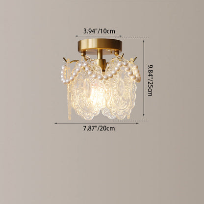 Contemporary Luxury Pentagram Iron Glass 1-Light Semi-Flush Mount Ceiling Light For Living Room