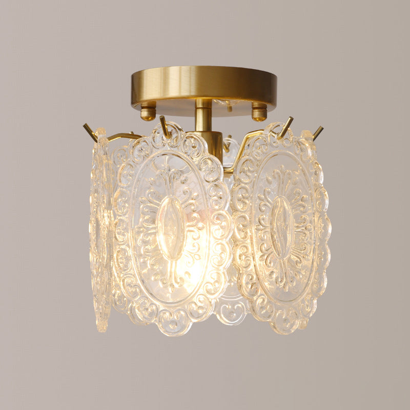 Contemporary Luxury Pentagram Iron Glass 1-Light Semi-Flush Mount Ceiling Light For Living Room