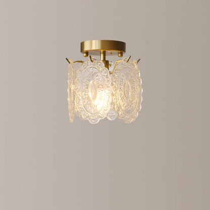 Contemporary Luxury Pentagram Iron Glass 1-Light Semi-Flush Mount Ceiling Light For Living Room
