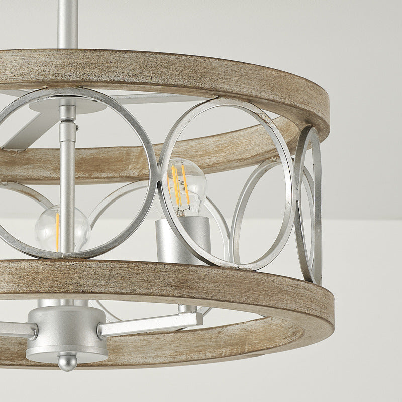 Traditional Vintage Round Iron 3-Light Semi-Flush Mount Ceiling Light For Living Room