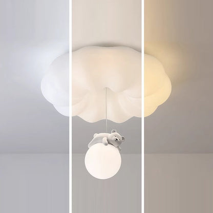 Contemporary Creative Cloud Iron Plastic LED Kids Flush Mount Ceiling Light For Living Room