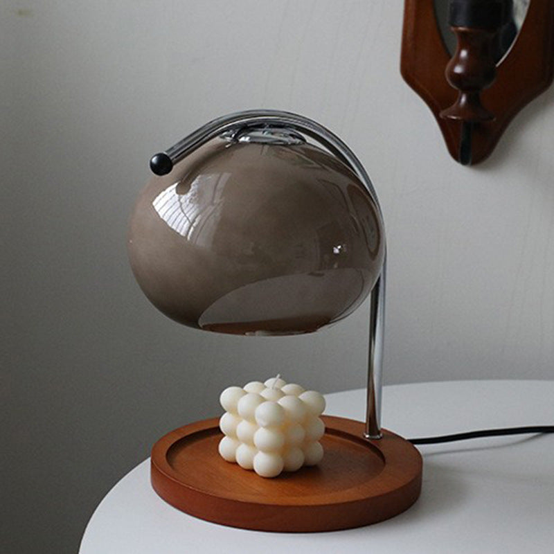 Contemporary Creative Dome Iron Glass Wood 1-Light Melting Wax Table Lamp For Study