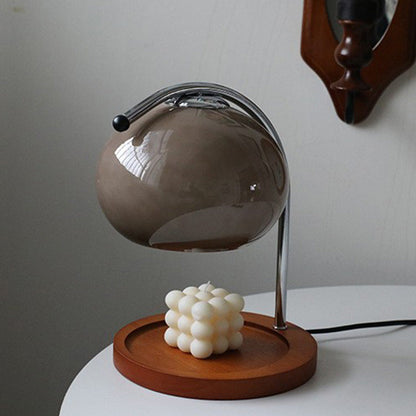 Contemporary Creative Dome Iron Glass Wood 1-Light Melting Wax Table Lamp For Study