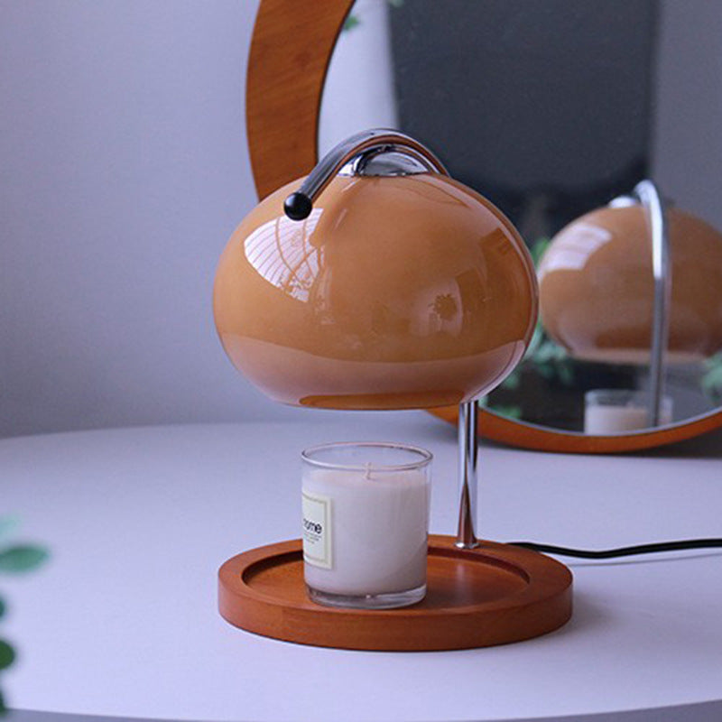 Contemporary Creative Dome Iron Glass Wood 1-Light Melting Wax Table Lamp For Study