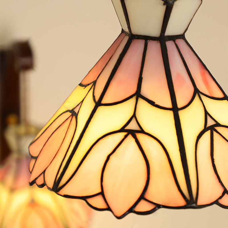 Traditional Vintage Cone Copper Wood Glass 1-Light Wall Sconce Lamp For Living Room