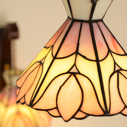 Traditional Vintage Cone Copper Wood Glass 1-Light Wall Sconce Lamp For Living Room