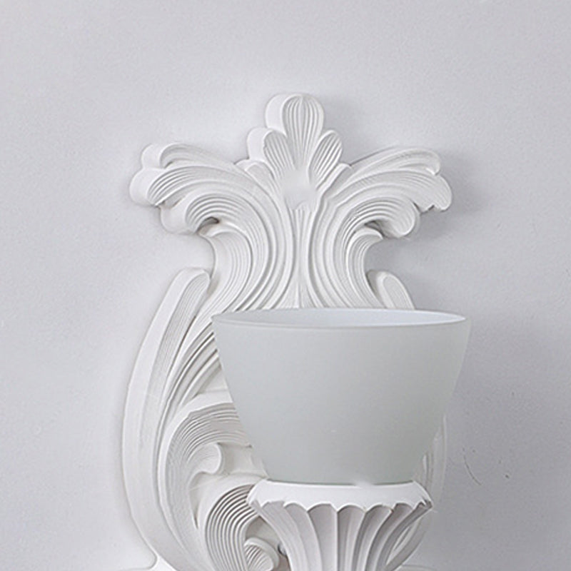 Traditional French Cup Plaster Glass 1-Light Wall Sconce Lamp For Living Room