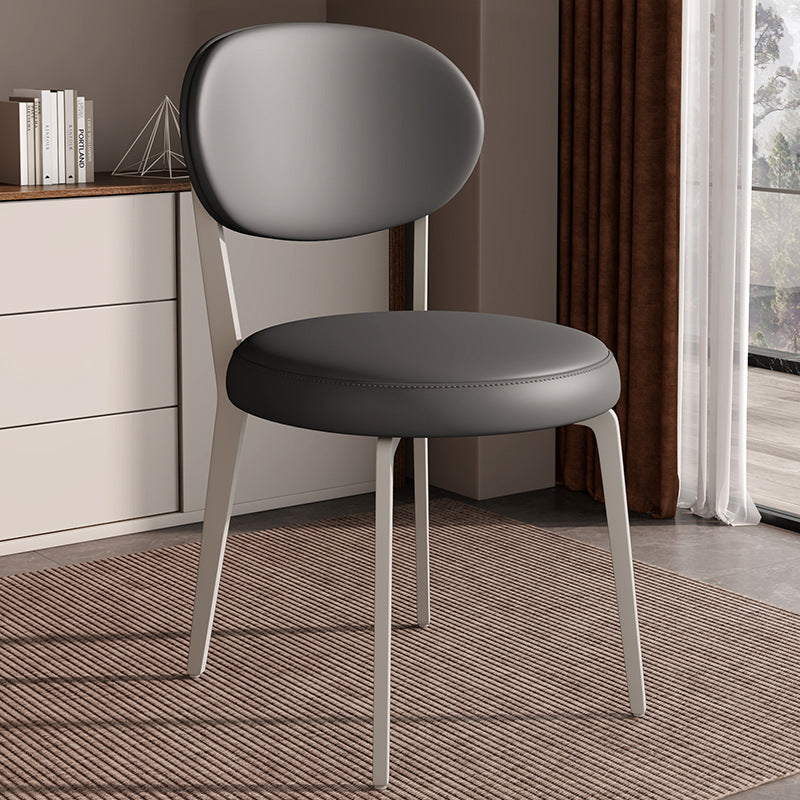 Modern Luxury Curved Square Microfiber Leather Upholstered Carbon Steel Dining Chair Backrest Armless For Dining Room