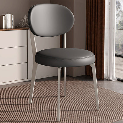 Modern Luxury Curved Square Microfiber Leather Upholstered Carbon Steel Dining Chair Backrest Armless For Dining Room