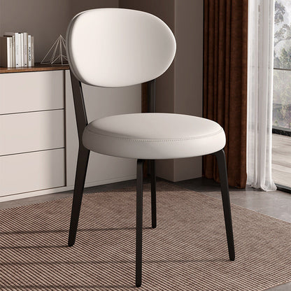 Modern Luxury Curved Square Microfiber Leather Upholstered Carbon Steel Dining Chair Backrest Armless For Dining Room