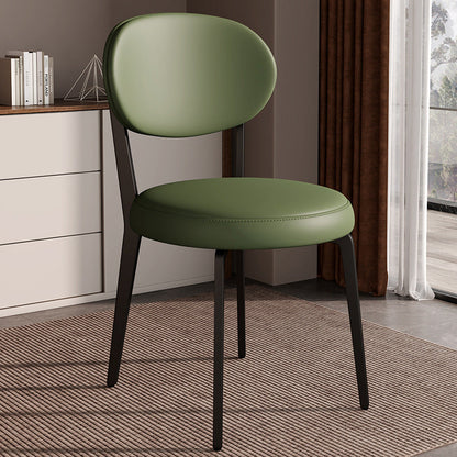 Modern Luxury Curved Square Microfiber Leather Upholstered Carbon Steel Dining Chair Backrest Armless For Dining Room