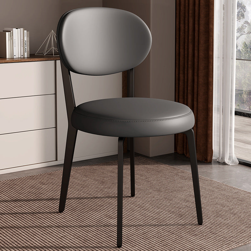 Modern Luxury Curved Square Microfiber Leather Upholstered Carbon Steel Dining Chair Backrest Armless For Dining Room