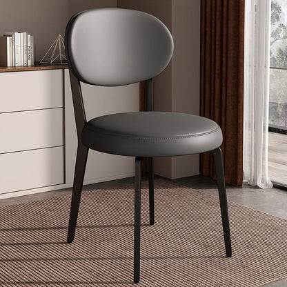 Modern Luxury Curved Square Microfiber Leather Upholstered Carbon Steel Dining Chair Backrest Armless For Dining Room