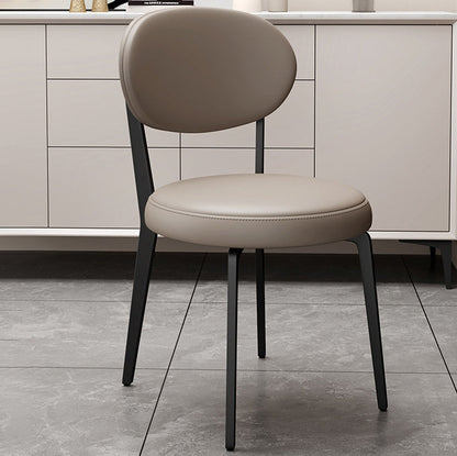 Modern Luxury Curved Square Microfiber Leather Upholstered Carbon Steel Dining Chair Backrest Armless For Dining Room