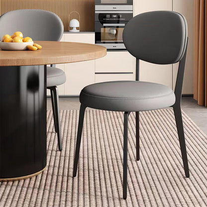 Modern Luxury Curved Square Microfiber Leather Upholstered Carbon Steel Dining Chair Backrest Armless For Dining Room