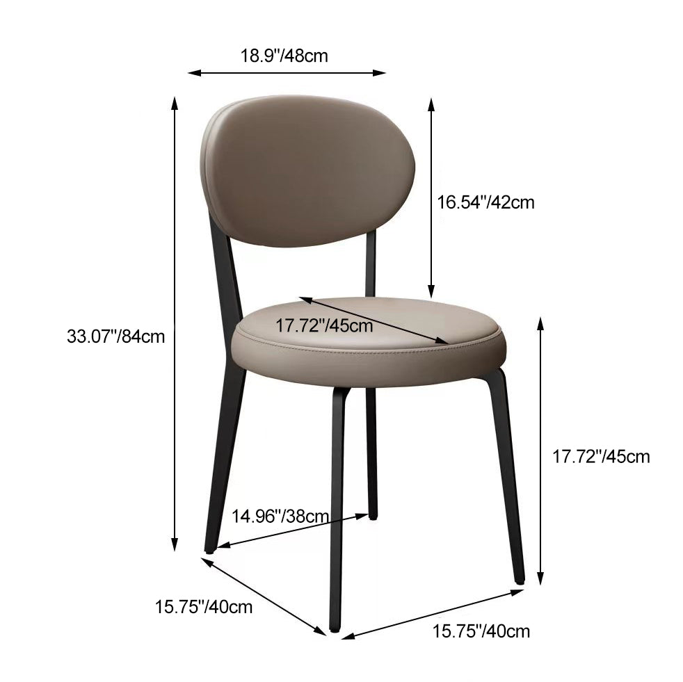 Modern Luxury Curved Square Microfiber Leather Upholstered Carbon Steel Dining Chair Backrest Armless For Dining Room