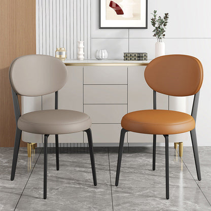 Modern Luxury Curved Square Microfiber Leather Upholstered Carbon Steel Dining Chair Backrest Armless For Dining Room