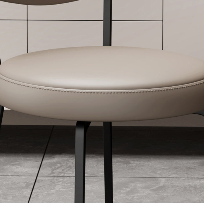 Modern Luxury Curved Square Microfiber Leather Upholstered Carbon Steel Dining Chair Backrest Armless For Dining Room