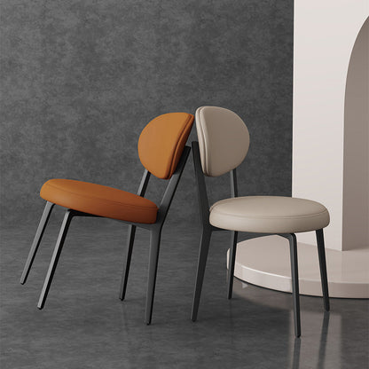Modern Luxury Curved Square Microfiber Leather Upholstered Carbon Steel Dining Chair Backrest Armless For Dining Room