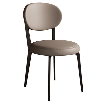 Modern Luxury Curved Square Microfiber Leather Upholstered Carbon Steel Dining Chair Backrest Armless For Dining Room