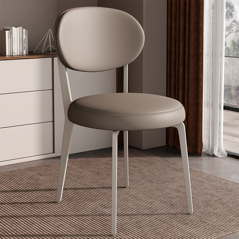 Modern Luxury Curved Square Microfiber Leather Upholstered Carbon Steel Dining Chair Backrest Armless For Dining Room