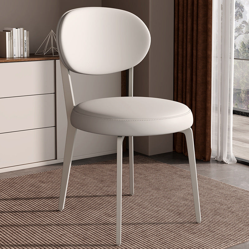 Modern Luxury Curved Square Microfiber Leather Upholstered Carbon Steel Dining Chair Backrest Armless For Dining Room