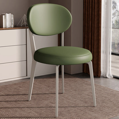 Modern Luxury Curved Square Microfiber Leather Upholstered Carbon Steel Dining Chair Backrest Armless For Dining Room