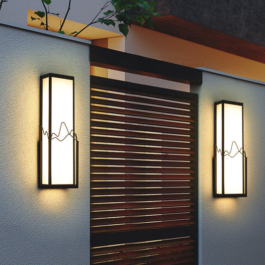 Modern Minimalist Waterproof Stainless Steel Acrylic Rectangular LED Wall Sconce Lamp for Garden