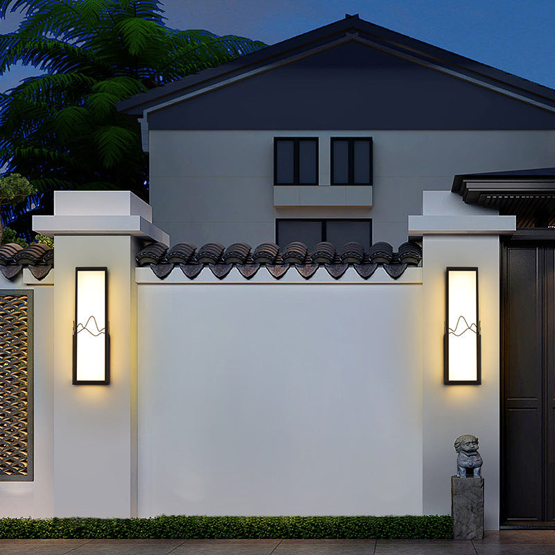 Modern Minimalist Waterproof Stainless Steel Acrylic Rectangular LED Wall Sconce Lamp for Garden