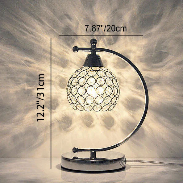 Modern Minimalist Globe Crystal Shade Arc 1-Light Table Lamp